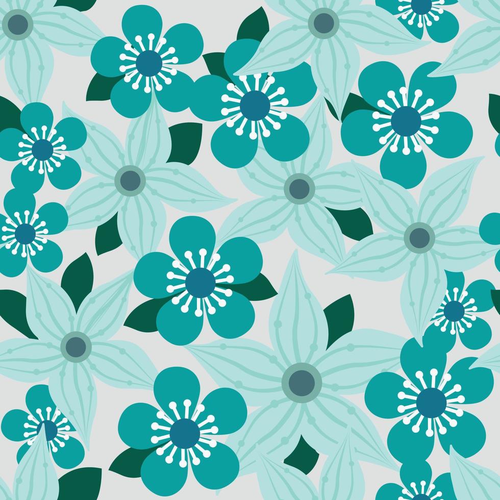 Green flowers seamless pattern vector