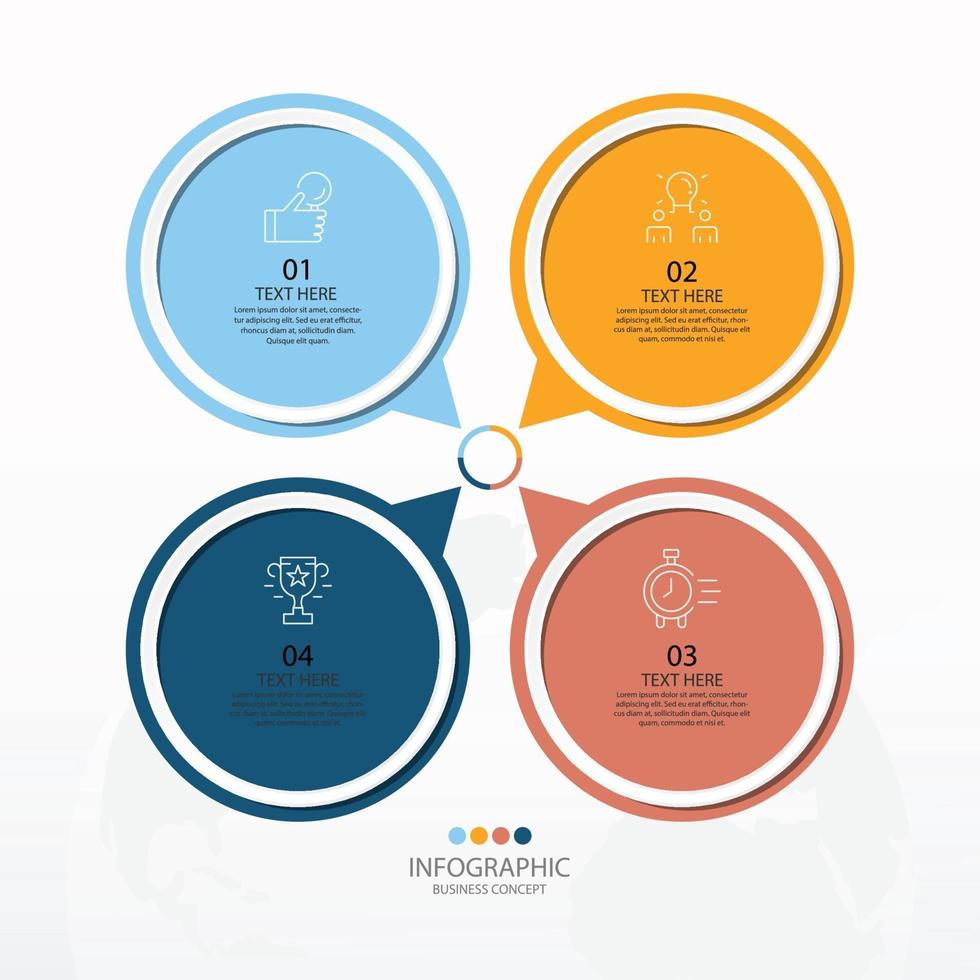 Basic circle infographic template with 4 steps. vector