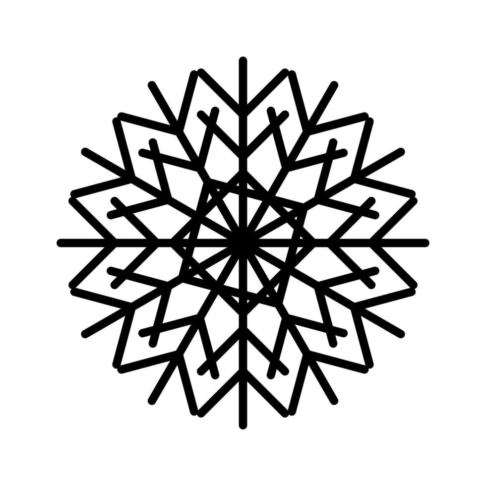 Simple snowflake of black lines. Festive decoration for New Year and Christmas vector