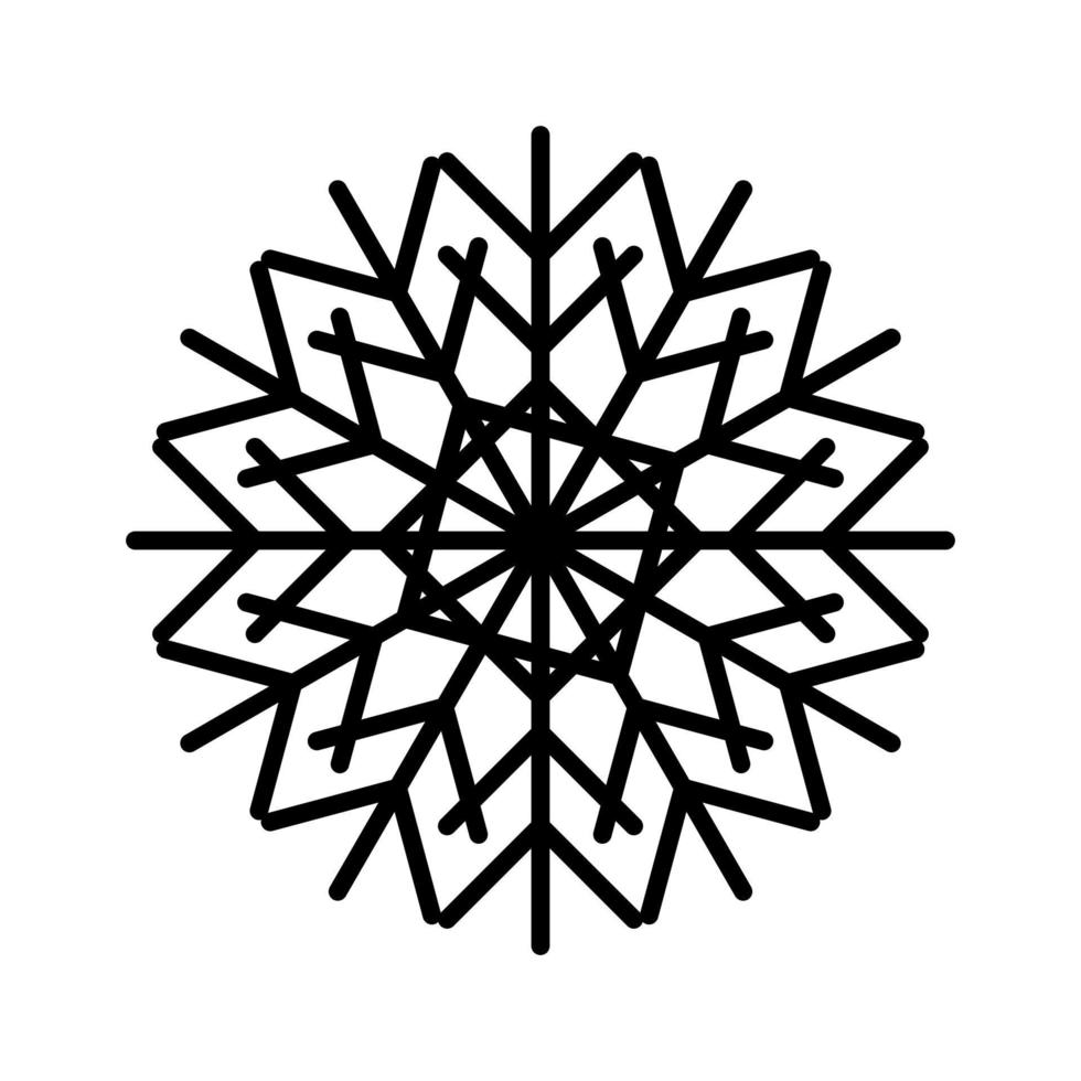 copo de nieve simple de líneas negras. decoración festiva para año nuevo y navidad. vector