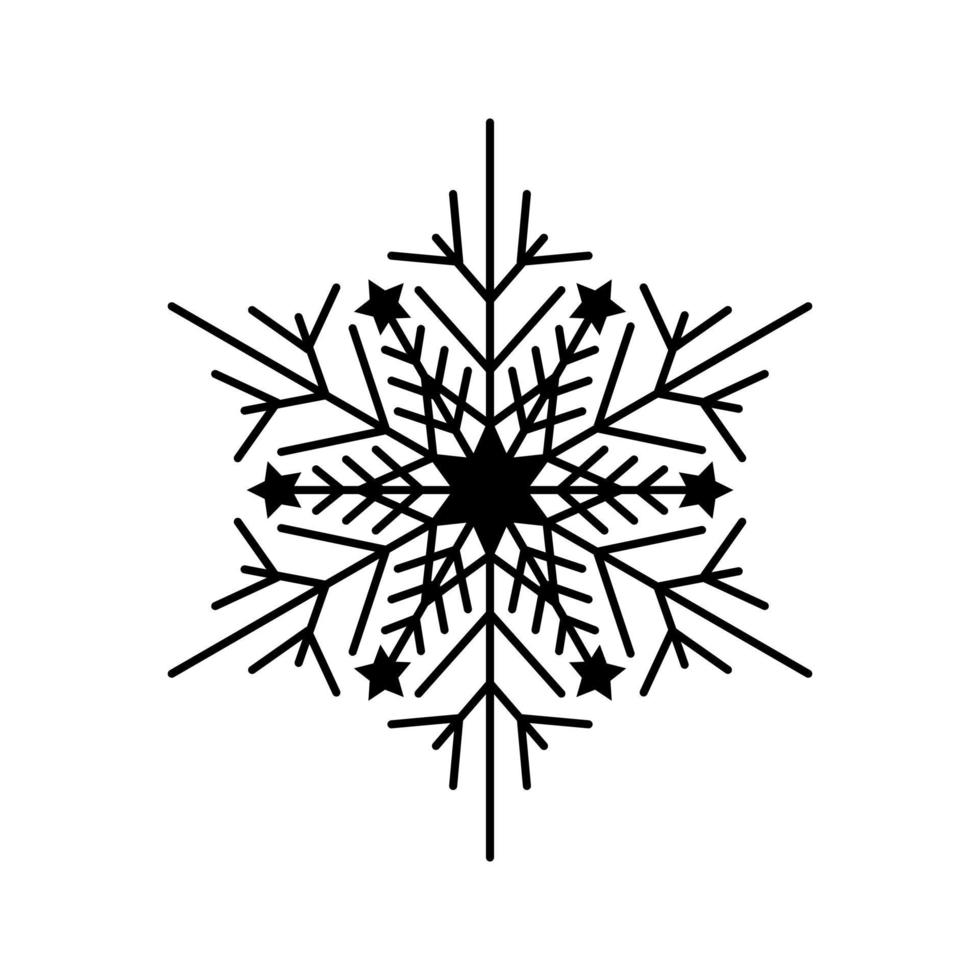 Simple snowflake of black lines. Festive decoration for New Year and Christmas vector