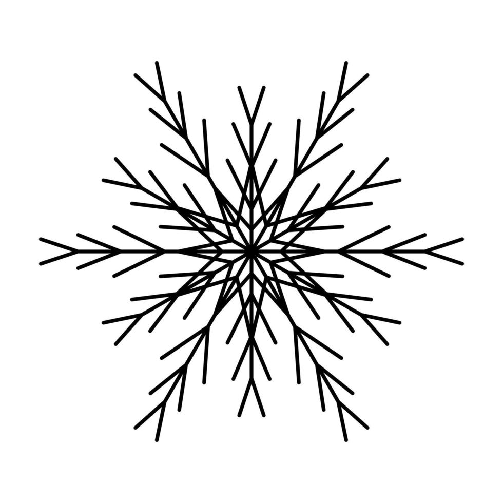 Simple snowflake of black lines. Festive decoration for New Year and Christmas vector