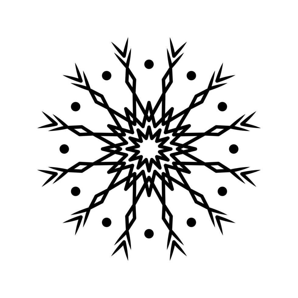 copo de nieve simple de líneas negras. decoración festiva para año nuevo y navidad. vector