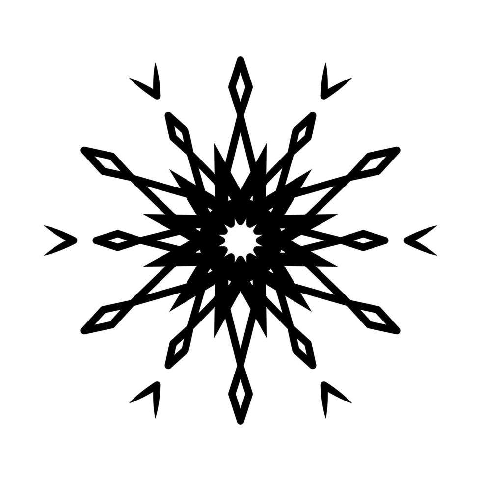 Simple snowflake of black lines. Festive decoration for New Year and Christmas vector