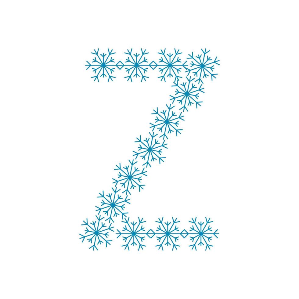 Letter Z from snowflakes. Festive font for New Year and Christmas vector