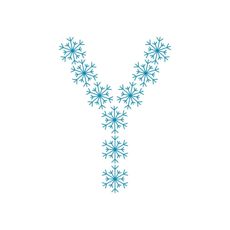 Letter Y from snowflakes. Festive font for New Year and Christmas vector