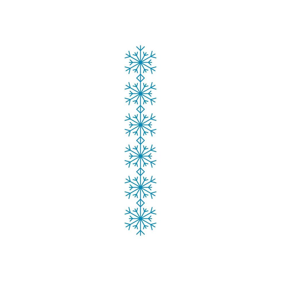 letra i de copos de nieve. fuente festiva para año nuevo y navidad vector