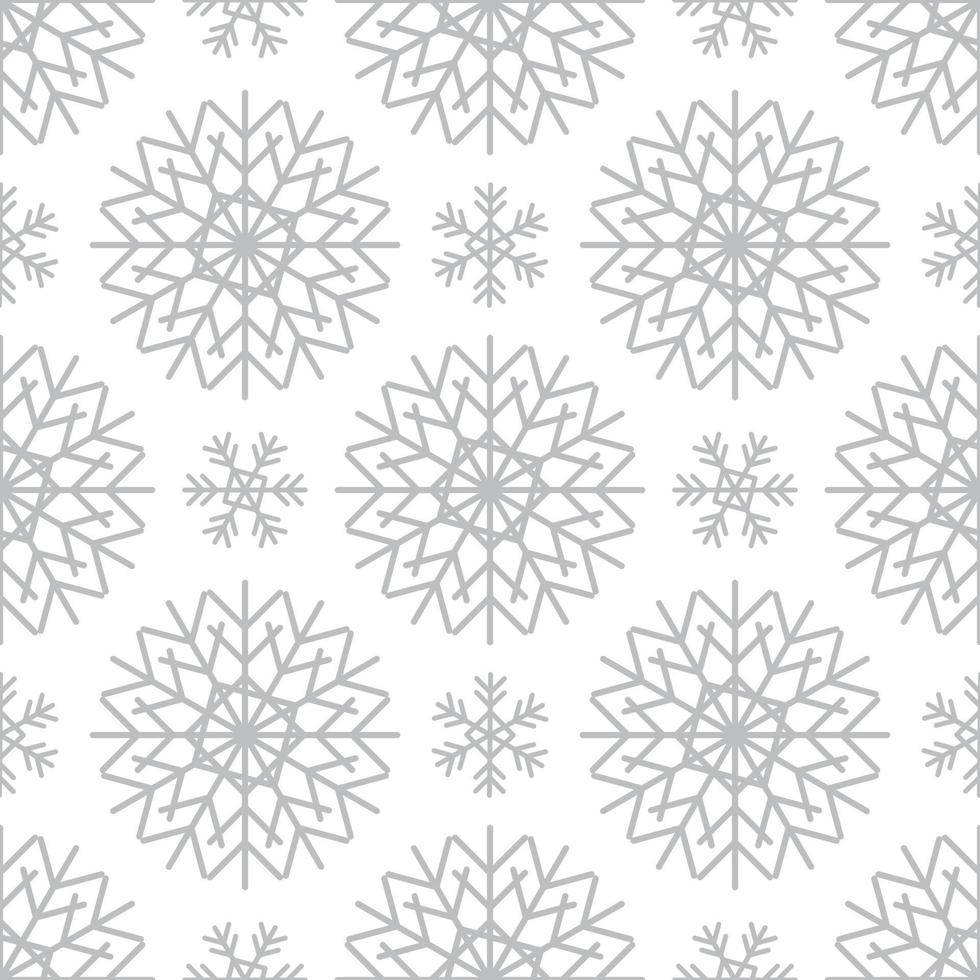 Seamless pattern with silver snowflakes on white background vector