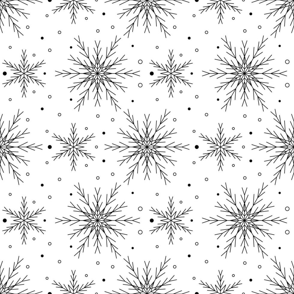 Seamless pattern with black snowflakes on white background vector