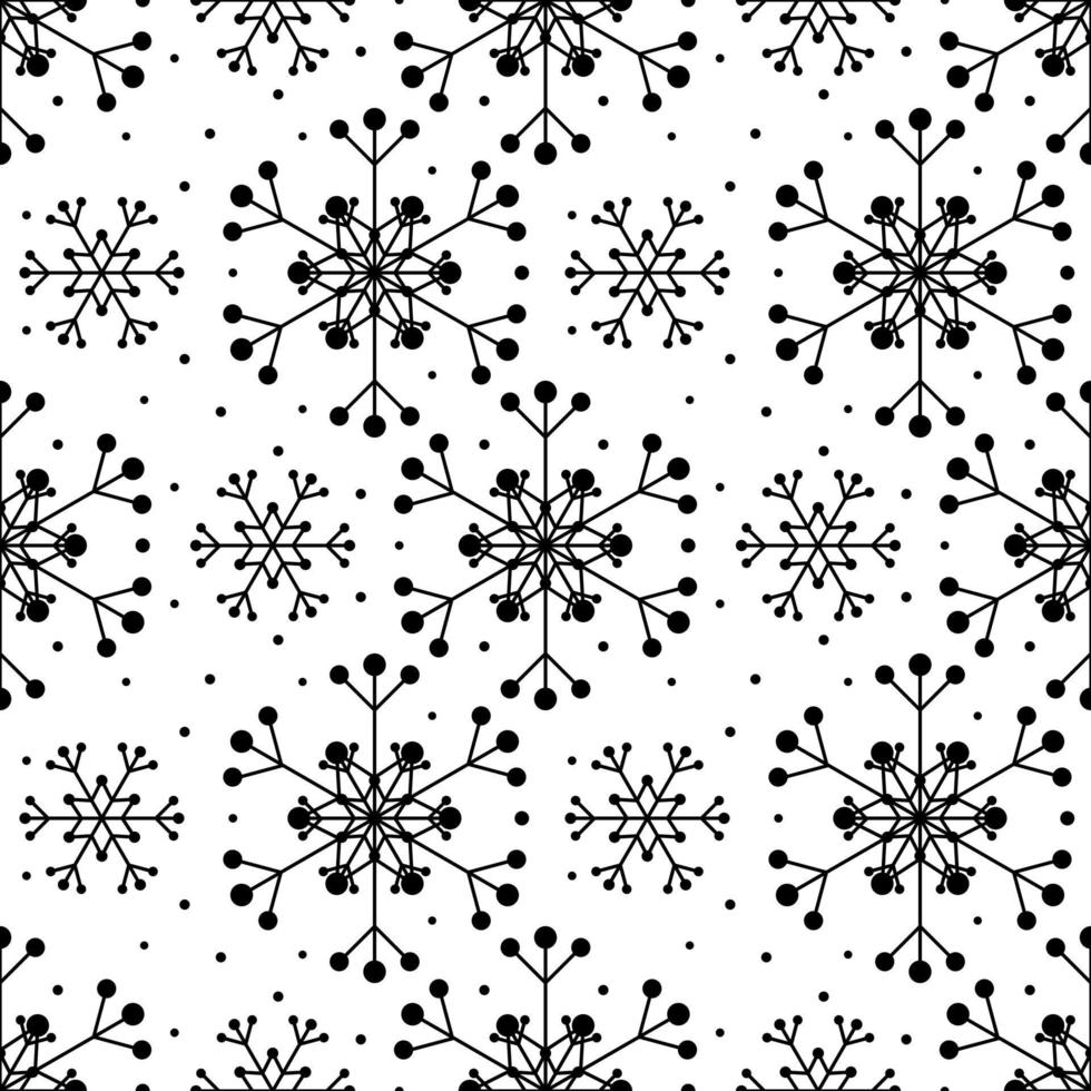 patrón sin costuras con copos de nieve negros vector