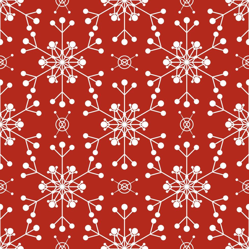 Seamless pattern with white snowflakes on red background vector