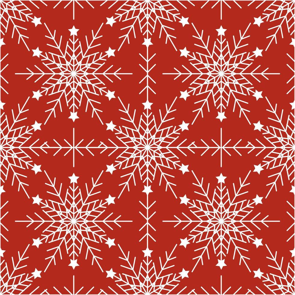 Seamless pattern with white snowflakes on red background vector