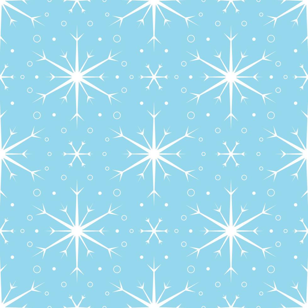 Seamless pattern with white snowflakes on blue background vector