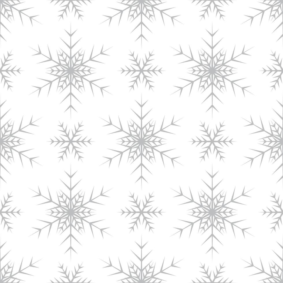 patrón sin costuras de copos de nieve plateados vector