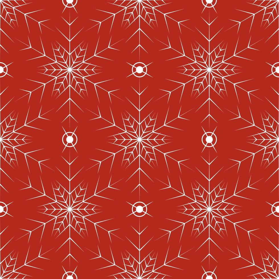 Seamless pattern with white snowflakes on red background vector