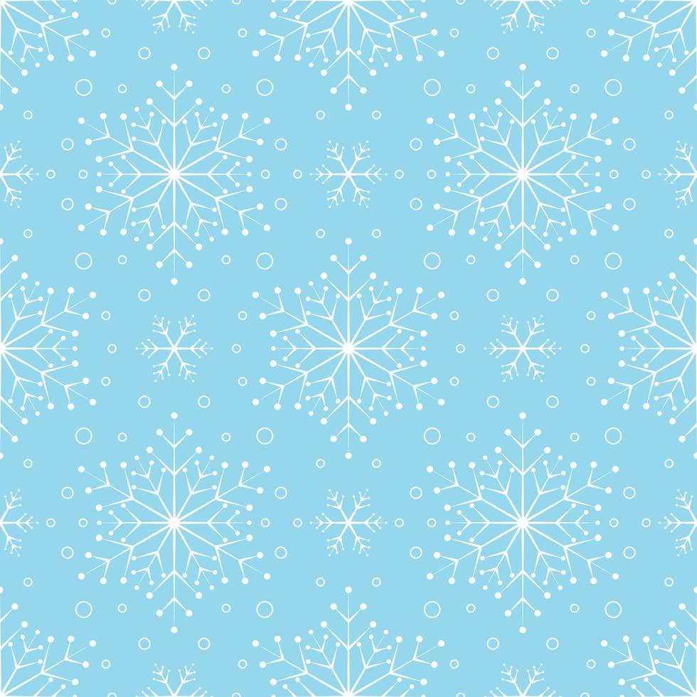 Seamless pattern with white snowflakes on blue background vector