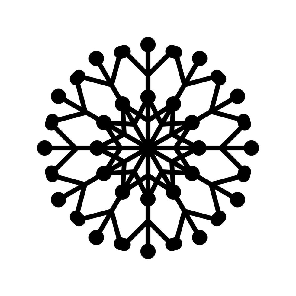 copo de nieve simple de líneas negras. decoración festiva para año nuevo y navidad. vector