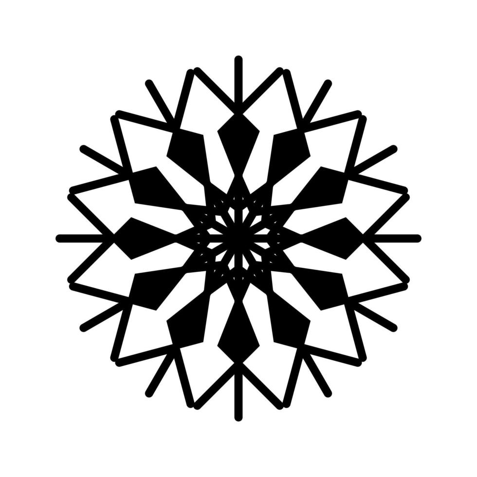 Simple snowflake of black lines. Festive decoration for New Year and Christmas vector