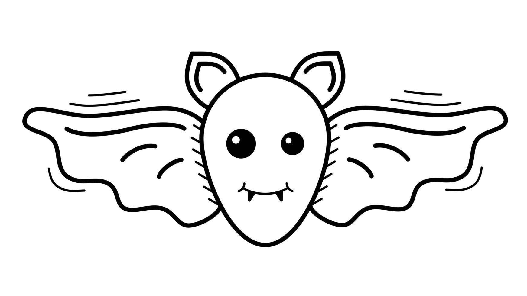 Cute bat in linear style for Halloween vector