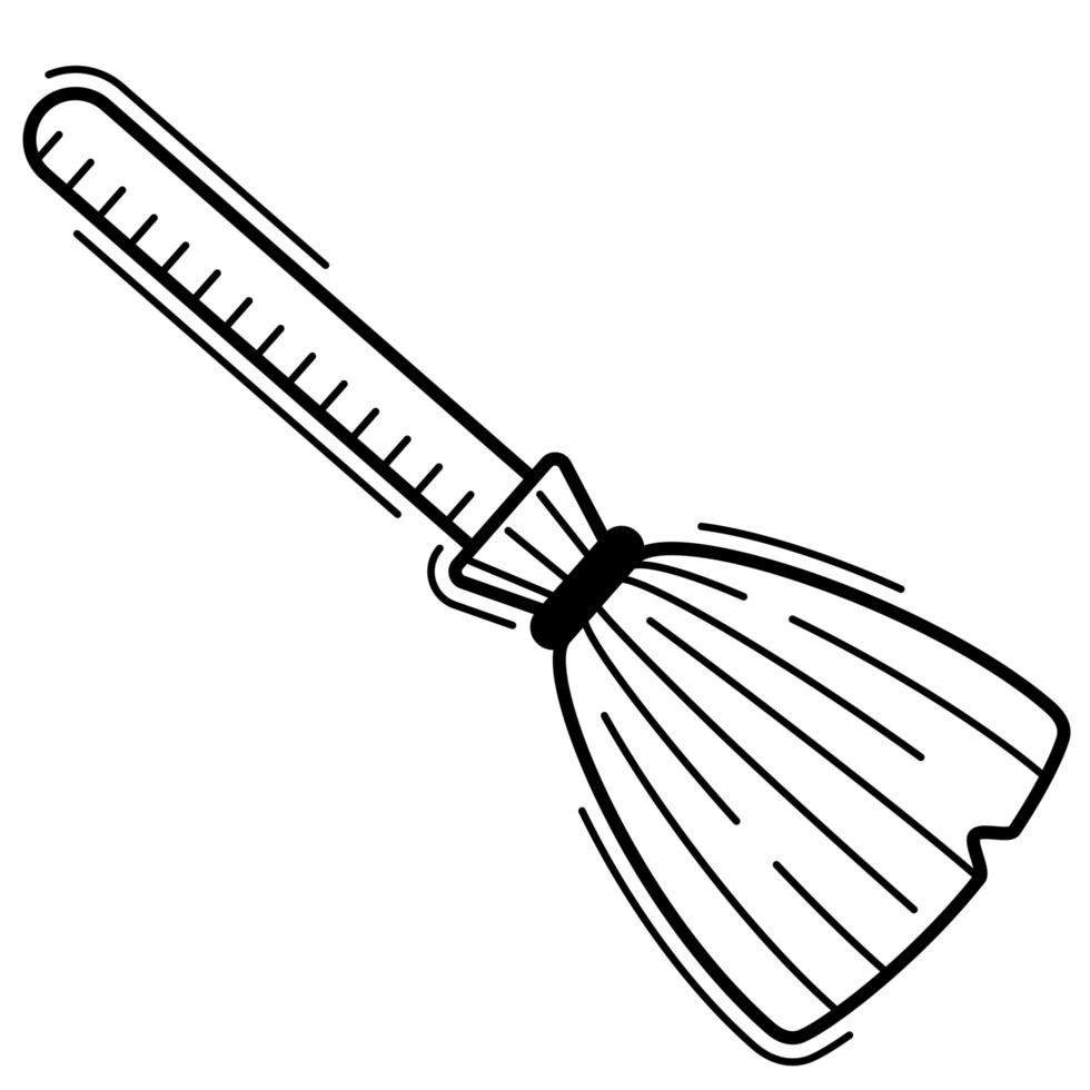 broom in linear style icon for halloween vector