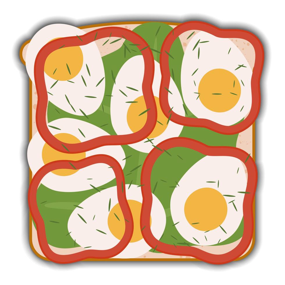 egg and bell pepper tasty sandwich with shadow vector