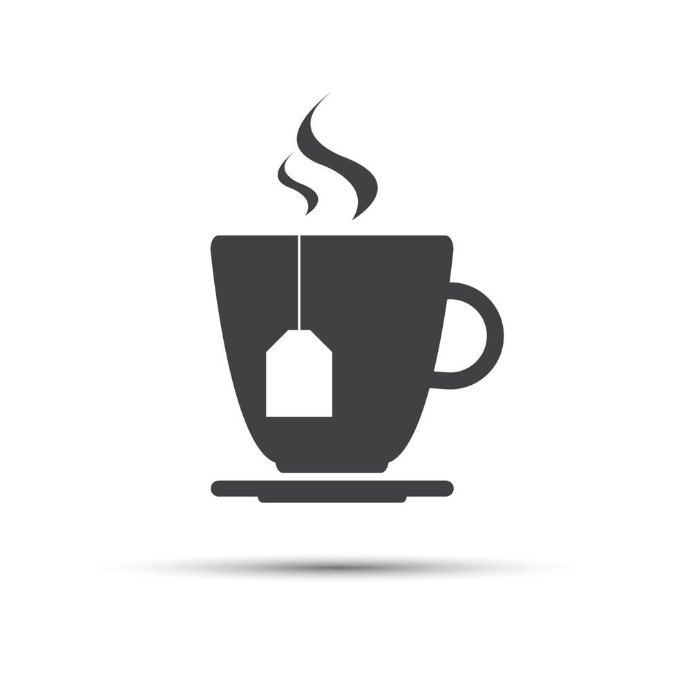 simple taza de té gris con una etiqueta de palabra de té, icono de vector  3478391 Vector en Vecteezy