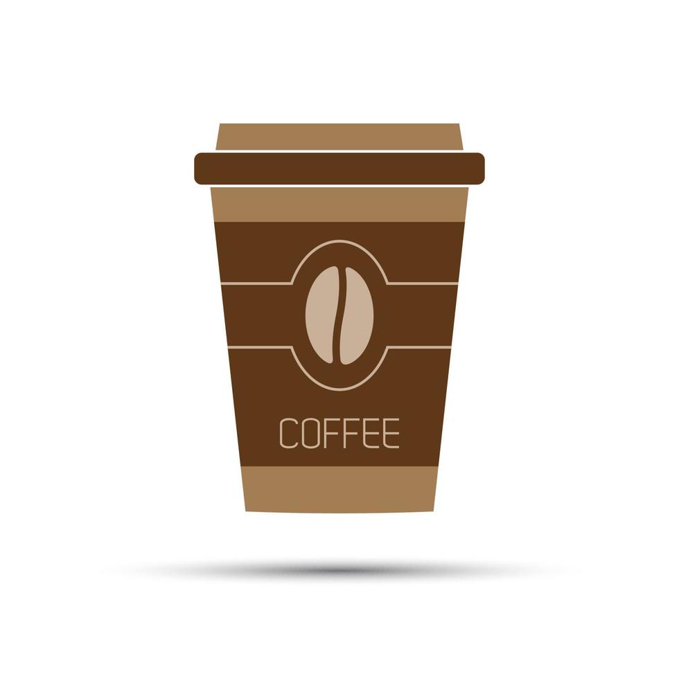 Simple icon paper cup of coffee with coffee bean, vector illustration