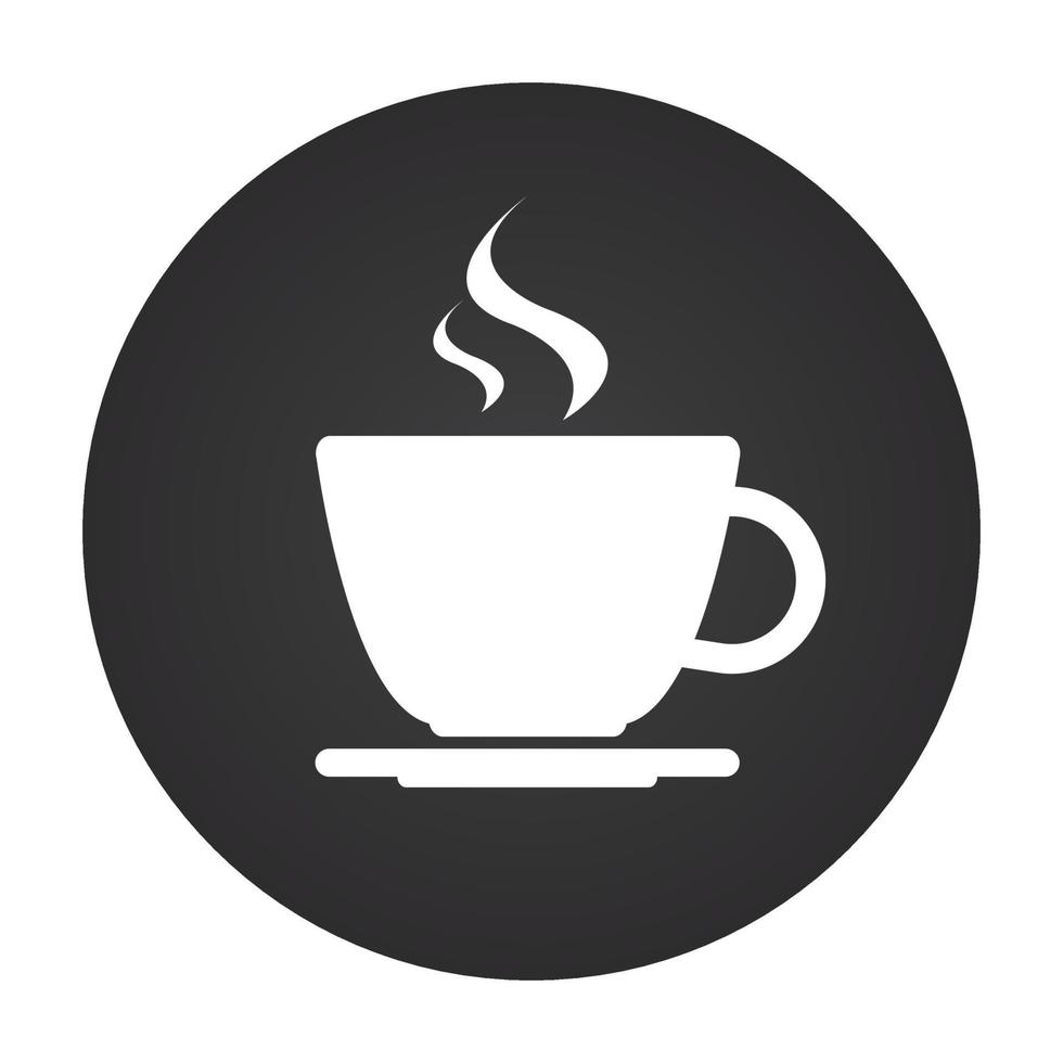 Simple round vector icon of cup of coffee