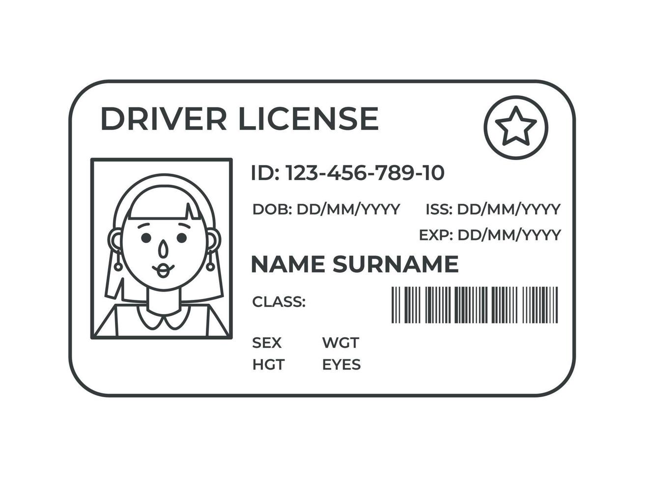 Licencia de conducir. una tarjeta de identidad de plástico. vector