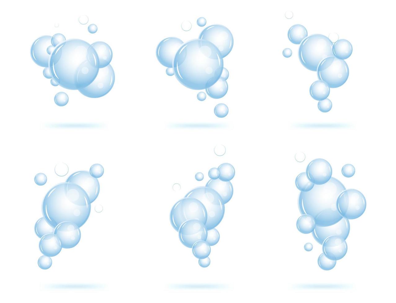 Realistic fizzing flow of air underwater bubbles in water, soda, sea. vector