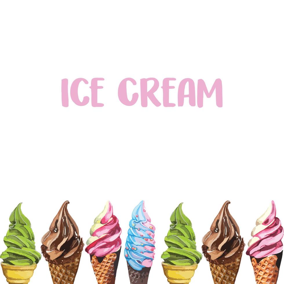 Border, Frame, Pattern of Soft serve Ice cream vector