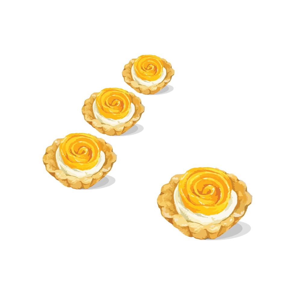 Mango Tart watercolor, Mango dessert menu vector