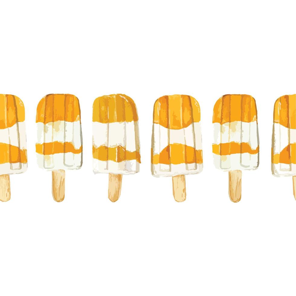 Mango Icecream Seamless Line vector