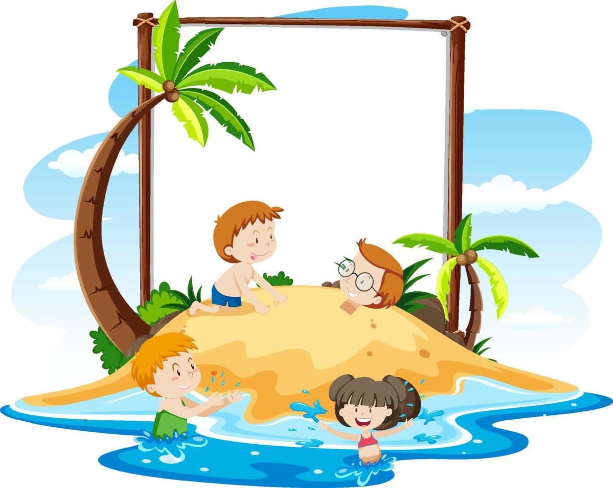 Summer Beach theme with empty banner isolated on white background vector