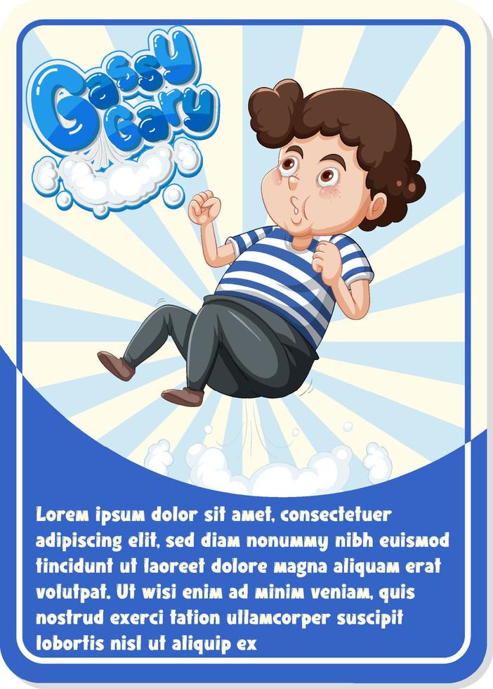 Character game card template with word Gassy Gary vector