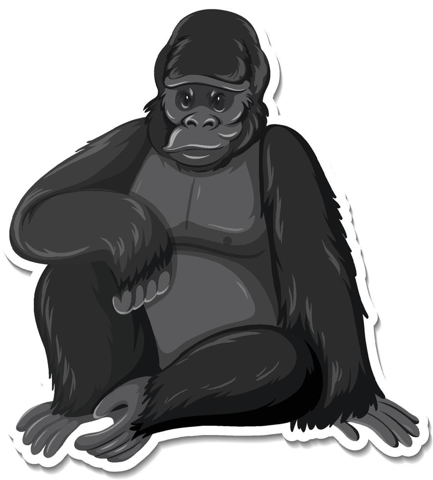 A sticker template of ape cartoon character vector