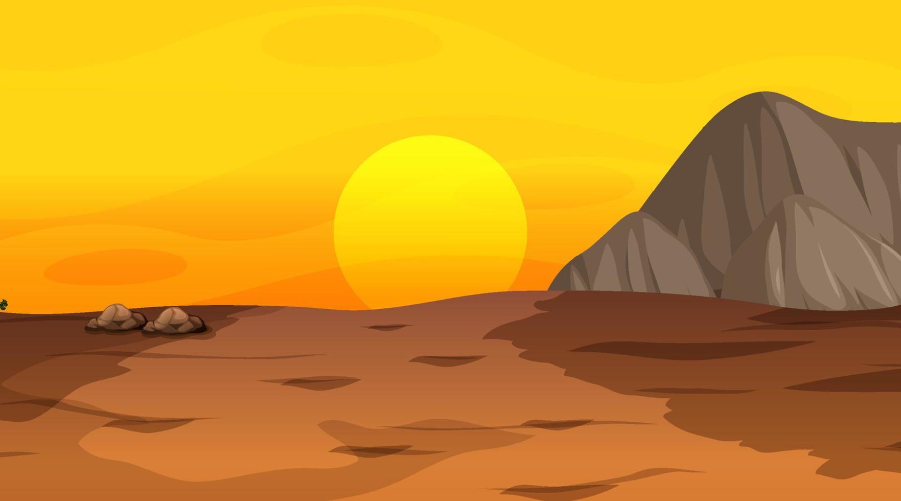 Empty desert forest landscape at sunset time scene vector