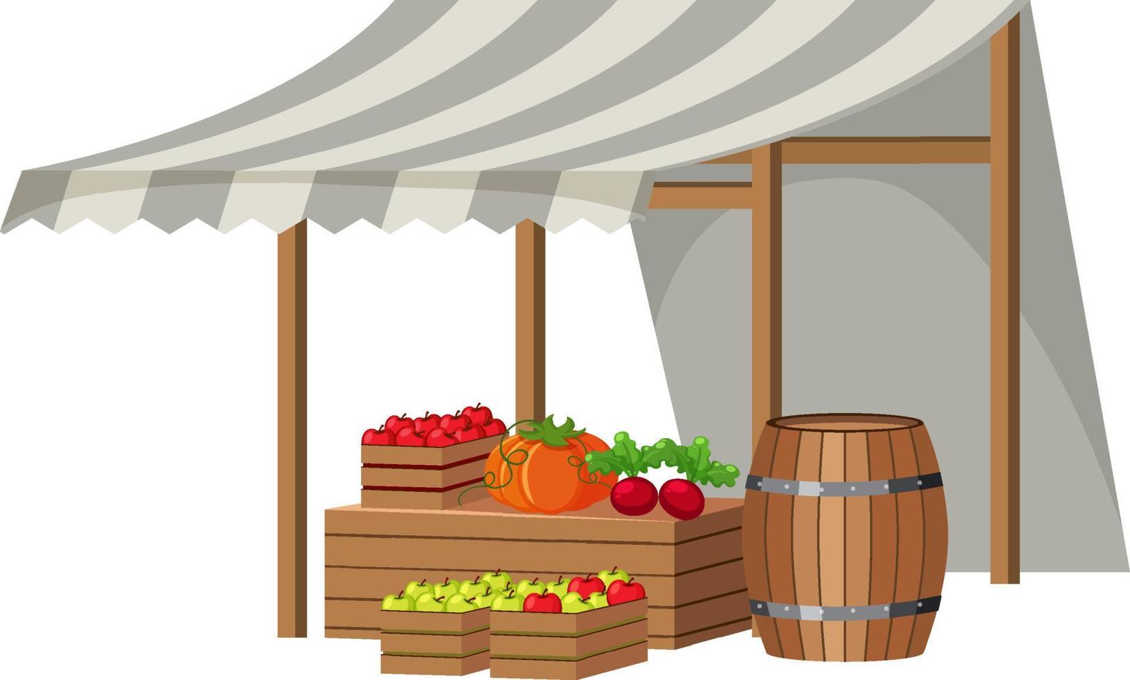 Fruit store with striped canvas roof vector