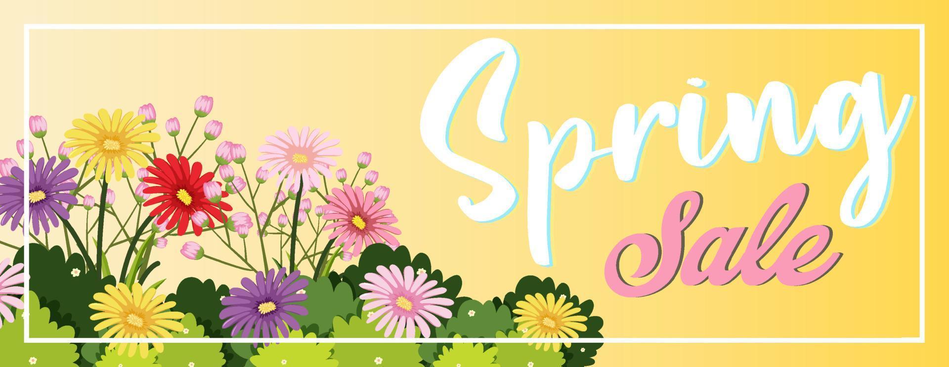 Floral spring banner template vector