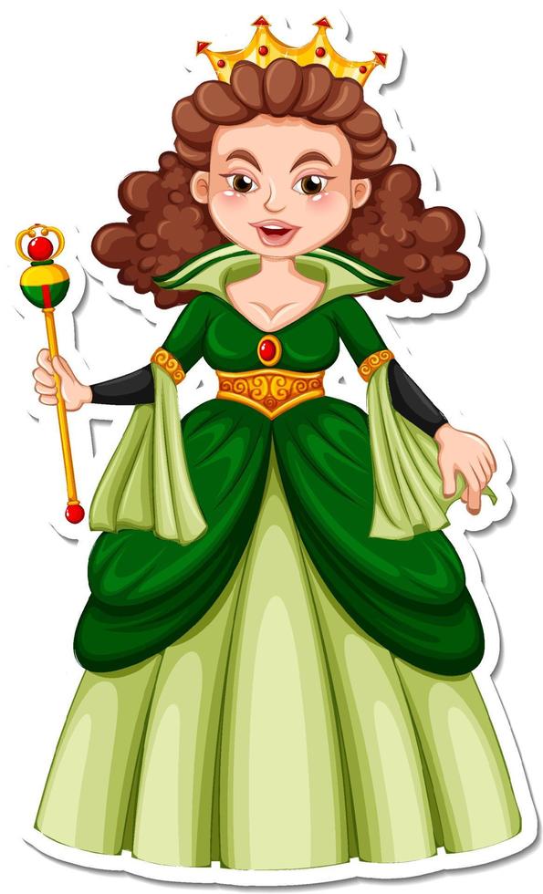Beautiful queen cartoon character sticker vector