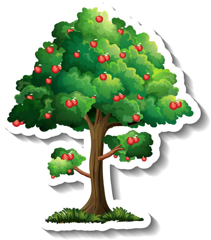 Apple tree sticker on white background vector