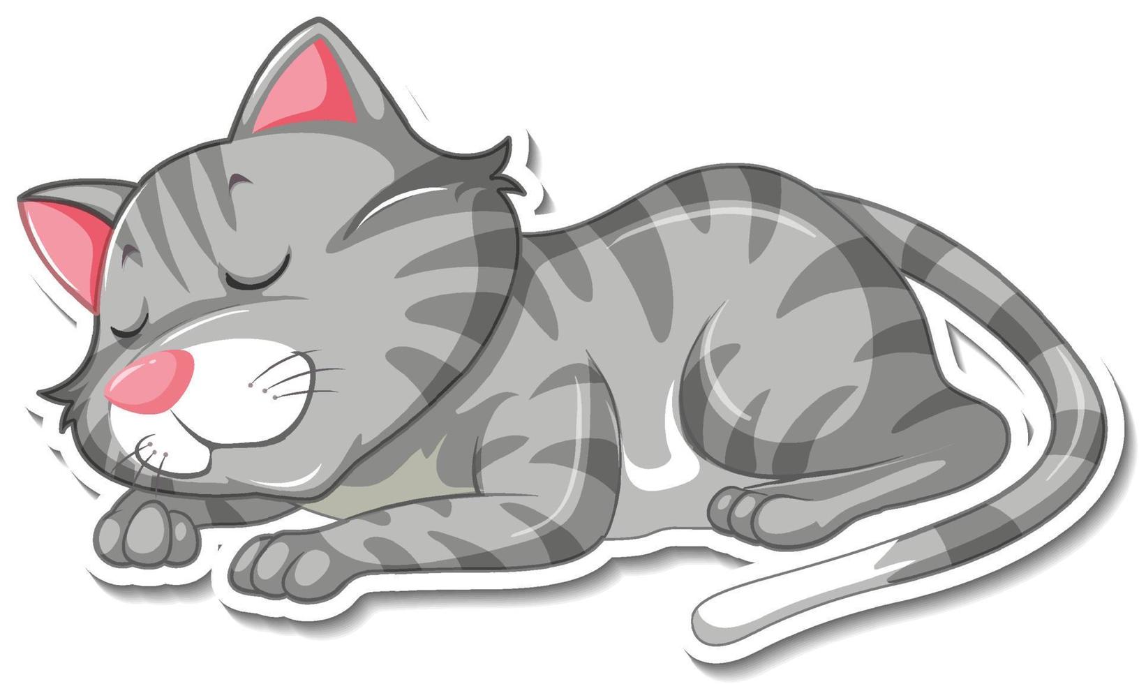 A sticker template of cat cartoon character vector