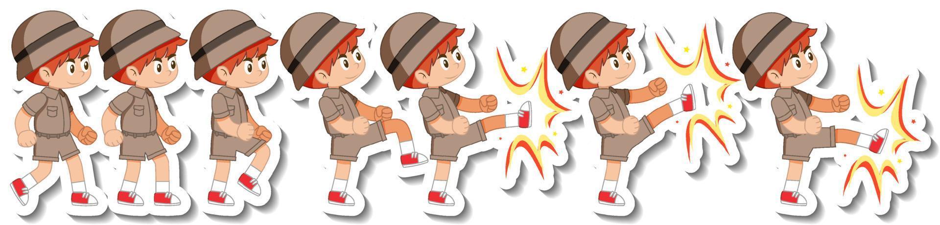 Set of boy scout in different action vector
