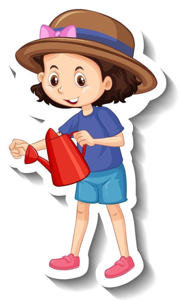 A sticker template of girl cartoon character vector