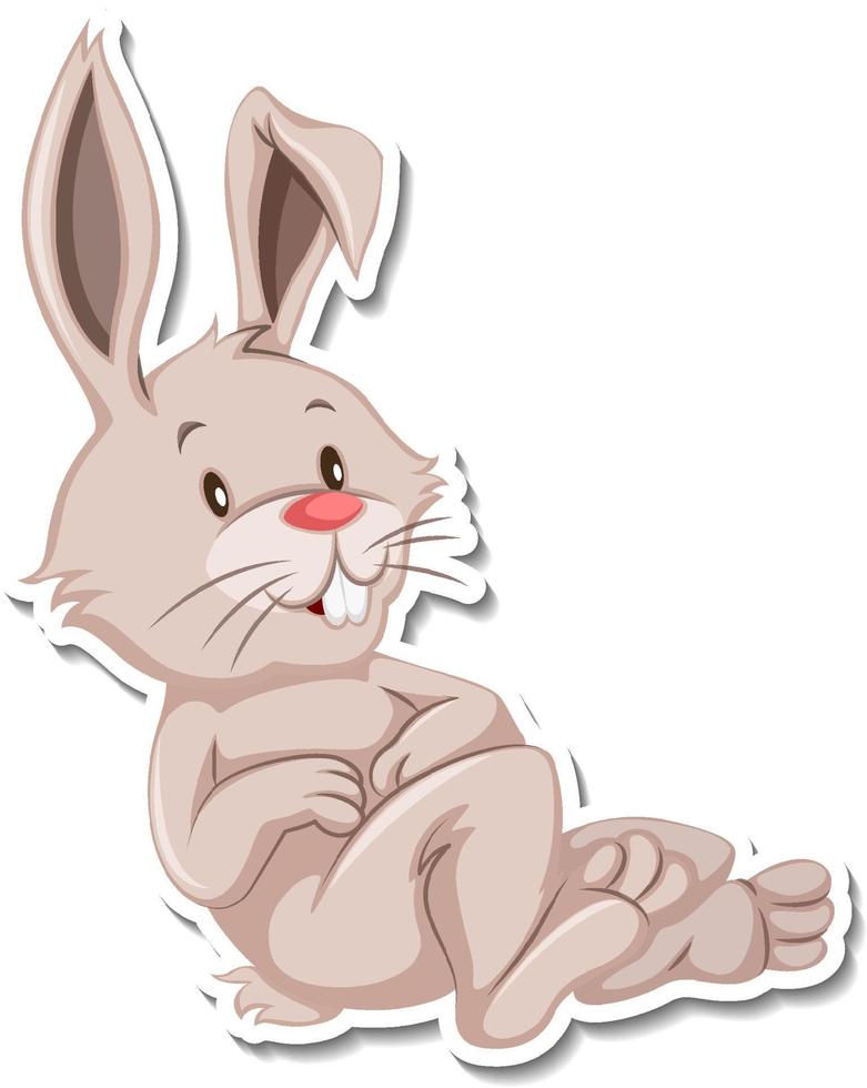 A sticker template of rabbit cartoon character vector