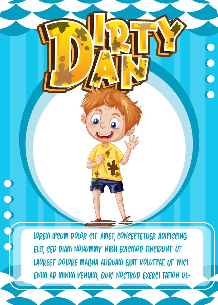 Character game card template with word Dirty Dan vector