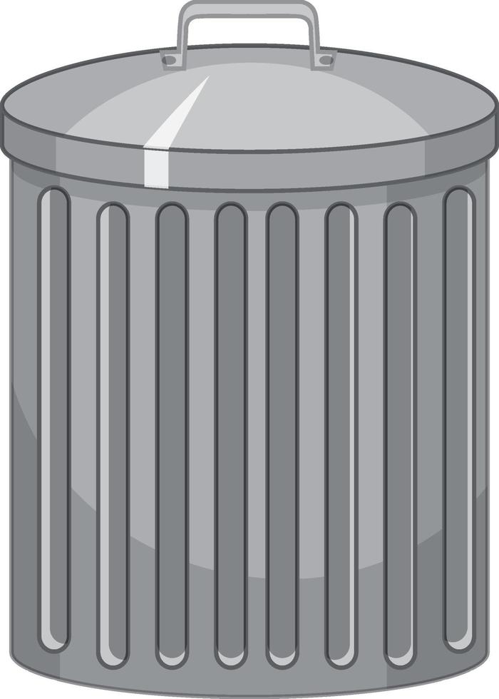 Trash can in cartoon style on white background vector