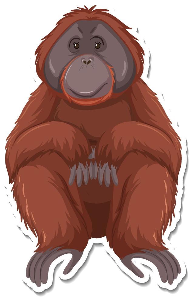 A sticker template of ape cartoon character vector