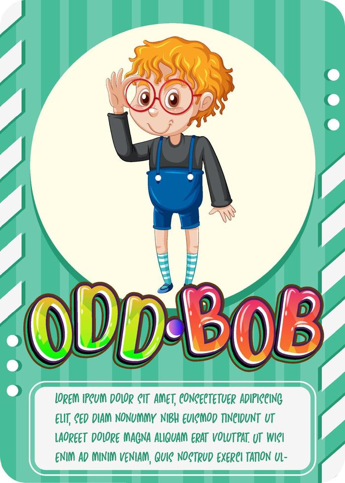 Character game card with word Odd-Bob vector