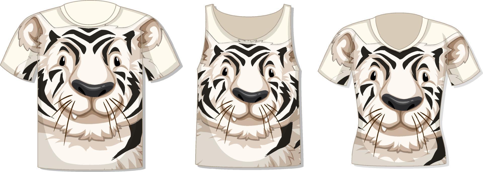 Different types of tops with white tiger pattern vector